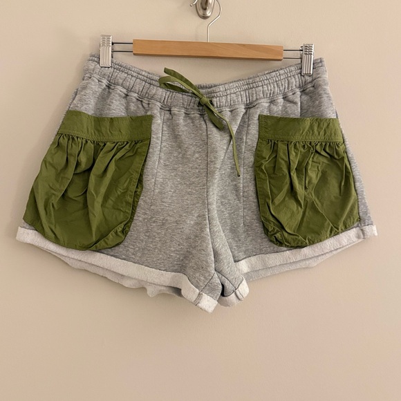 BDG Gray & Olive Utility Pocket Sweat Shorts Size L | Cozy Streetwear - Picture 2 of 10